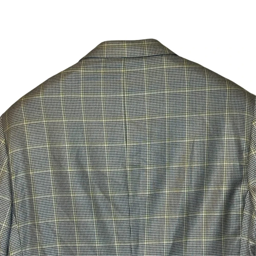Southwick Mens Sport Coat Jacket Wool Check Single Vent Navy Green USA 42 Long